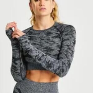 AYBL Gray Camo Long Sleeve Crop Top